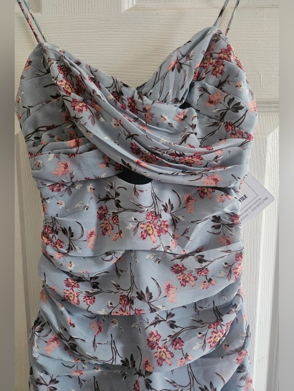 Light Blue Floral Ruffle Mini Dress - Picture 4 of 5